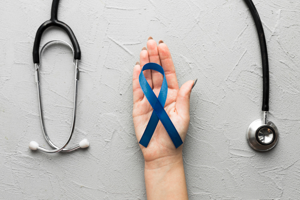 Laço azul símbolo da prevenção ao câncer de próstata e saúde do homem